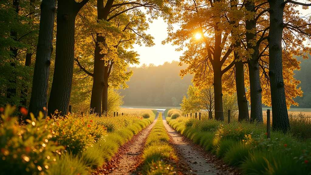 Dviračių kelias keičiasi su sezonu, vasarą žali medžiai, rudenį auksinės spalvos lapai